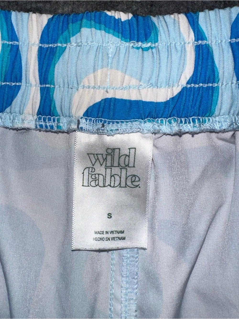 Wild Fable Swim Shorts Women's Small Blue Retro Wave Print Drawstring Beach - Picture 3 of 5